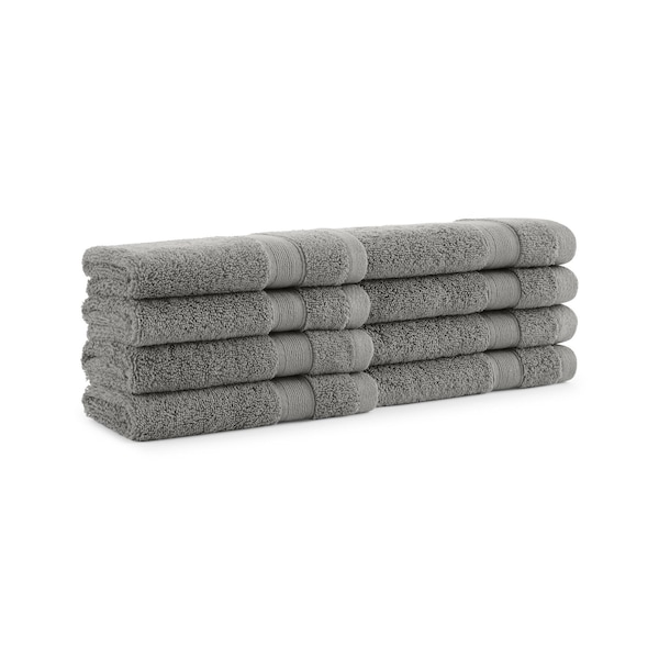Monarch Brands Aegean Recycled Washcloths 13in x 13in - Solid, Dark Gray, 8PK P-WC-RO-1313--DG - main